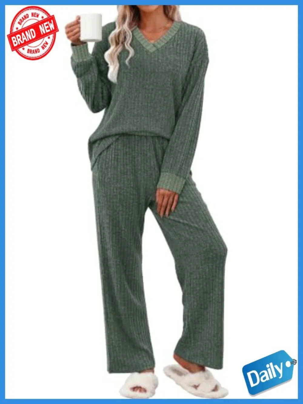 Women's Two Piece Lounge Set Wide Leg Matching Outfit Casual Travel
